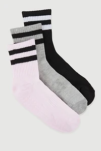 Varsity Stripe Pilates Crew Socks 3 Pack Size 4-10
