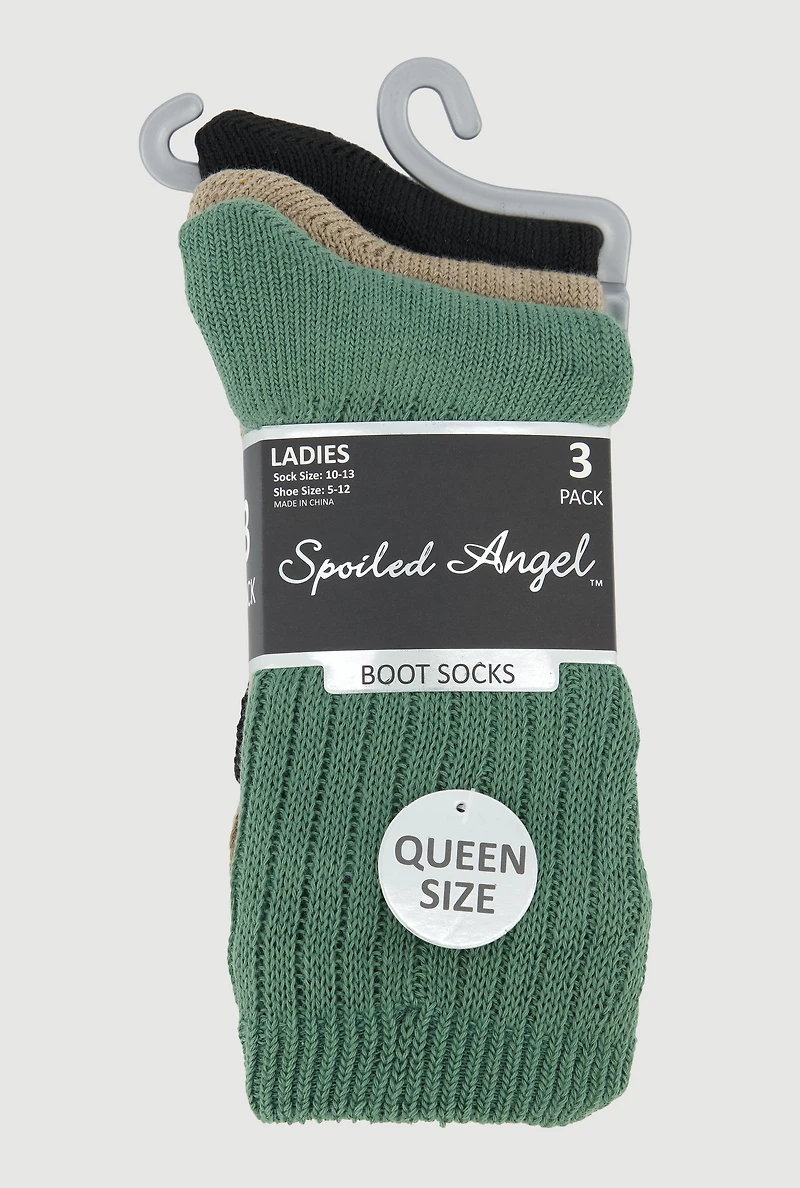 Womens Plus Size Boot Socks 3 Pack, Multi, Size 10-13