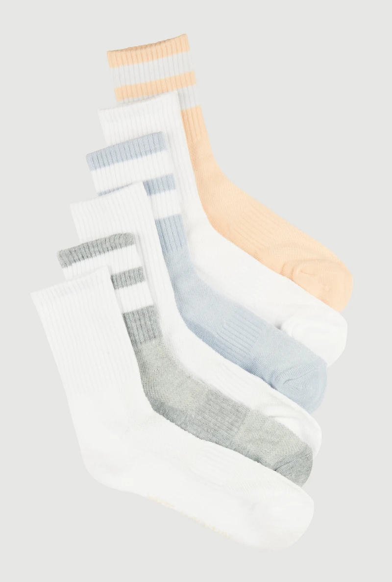 Performance Mid Crew Socks 6 Pack Size 4-10