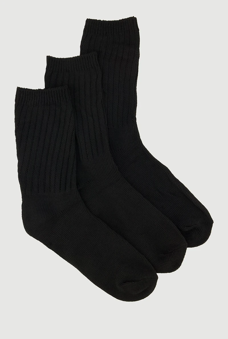 Womens Plus Size Ribbed Knit Solid Boot Socks 3 Pack Size 10-13, Black