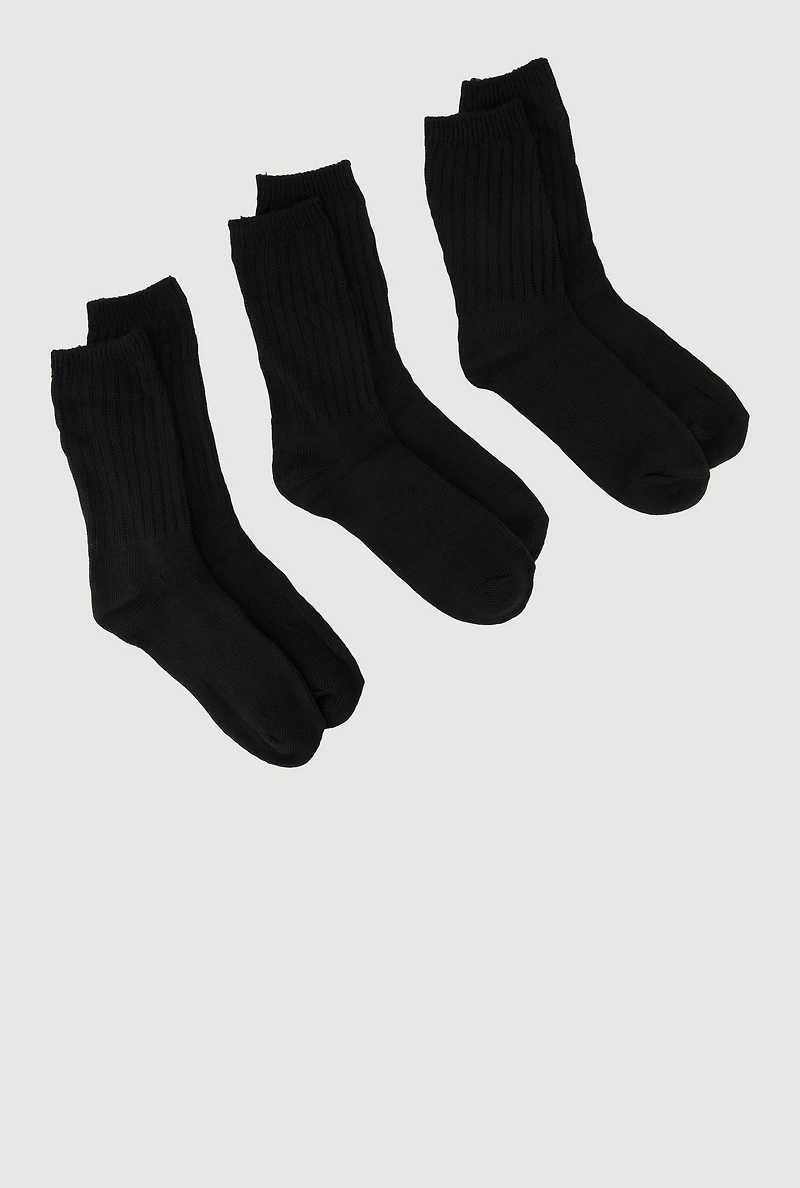 Womens Plus Size Ribbed Knit Solid Boot Socks 3 Pack Size 10-13, Black, Size 10-13