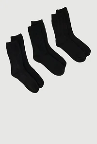Womens Plus Size Ribbed Knit Solid Boot Socks 3 Pack Size 10-13, Black, Size 10-13