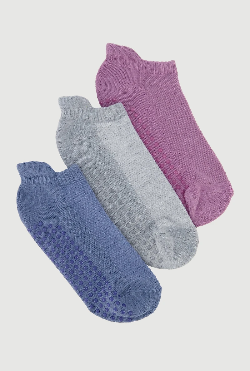 Womens Pilates Socks 3 Pack, Multi
