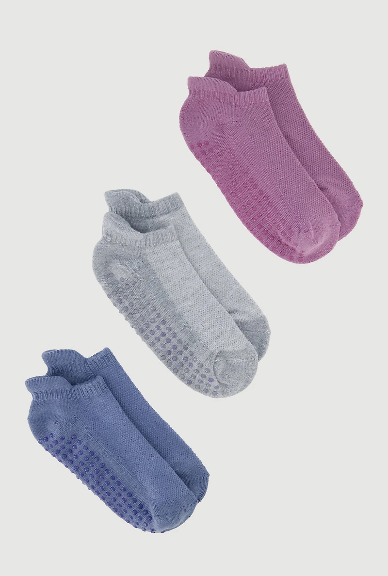 Womens Pilates Socks 3 Pack, Multi
