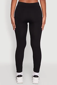 Womens Stylish High Waisted Seamless Ribbed Knit Leggings, Black,