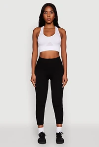 Womens Rib Knit Capri Leggings, Black, Size S-M