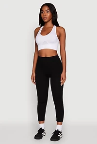 Womens Rib Knit Capri Leggings, Black, Size S-M