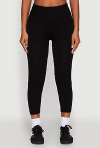 Womens Rib Knit Capri Leggings, Black, Size S-M
