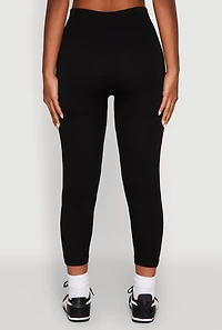 Womens Rib Knit Capri Leggings, Black, Size S-M