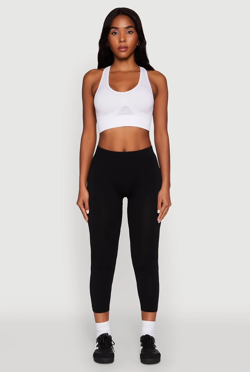 Womens Seamless High Waisted Capri Leggings, Black, Size S-M