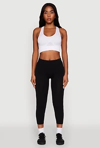 Womens Seamless High Waisted Capri Leggings, Black, Size S-M