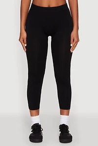 Womens Seamless High Waisted Capri Leggings, Black, Size S-M