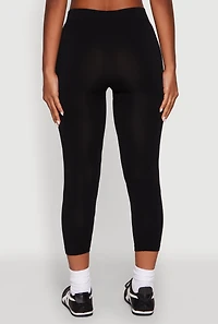 Womens Seamless High Waisted Capri Leggings, Black, Size S-M