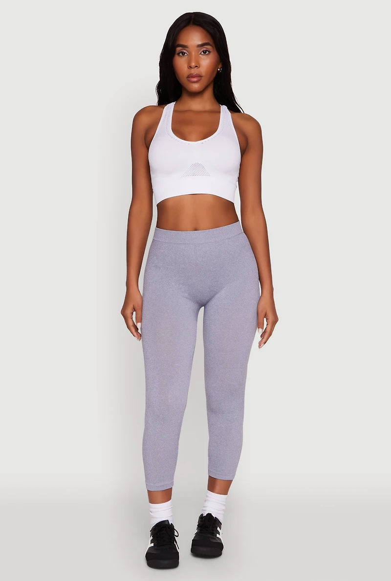 Womens Seamless High Waisted Capri Leggings, L-XL