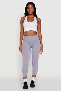 Womens Seamless High Waisted Capri Leggings, L-XL