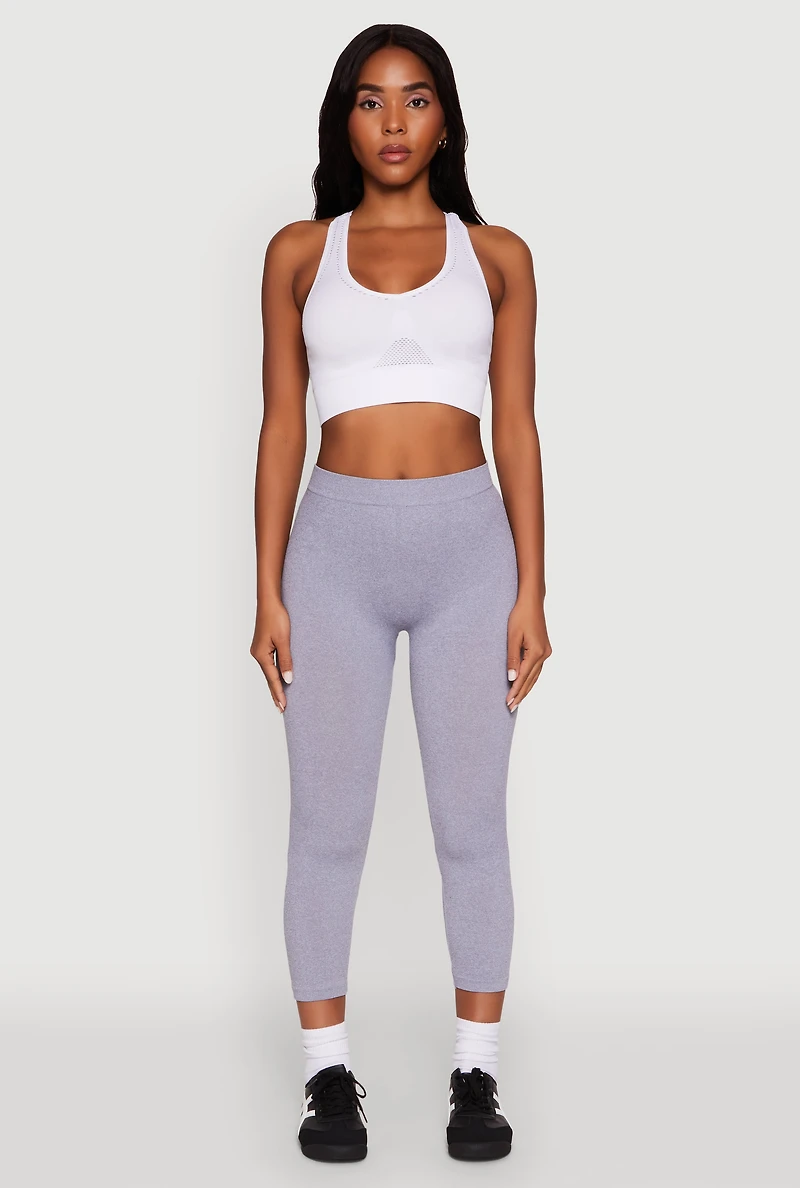 Womens Seamless High Waisted Capri Leggings, L-XL