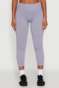 Womens Seamless High Waisted Capri Leggings, Grey, Size L-XL