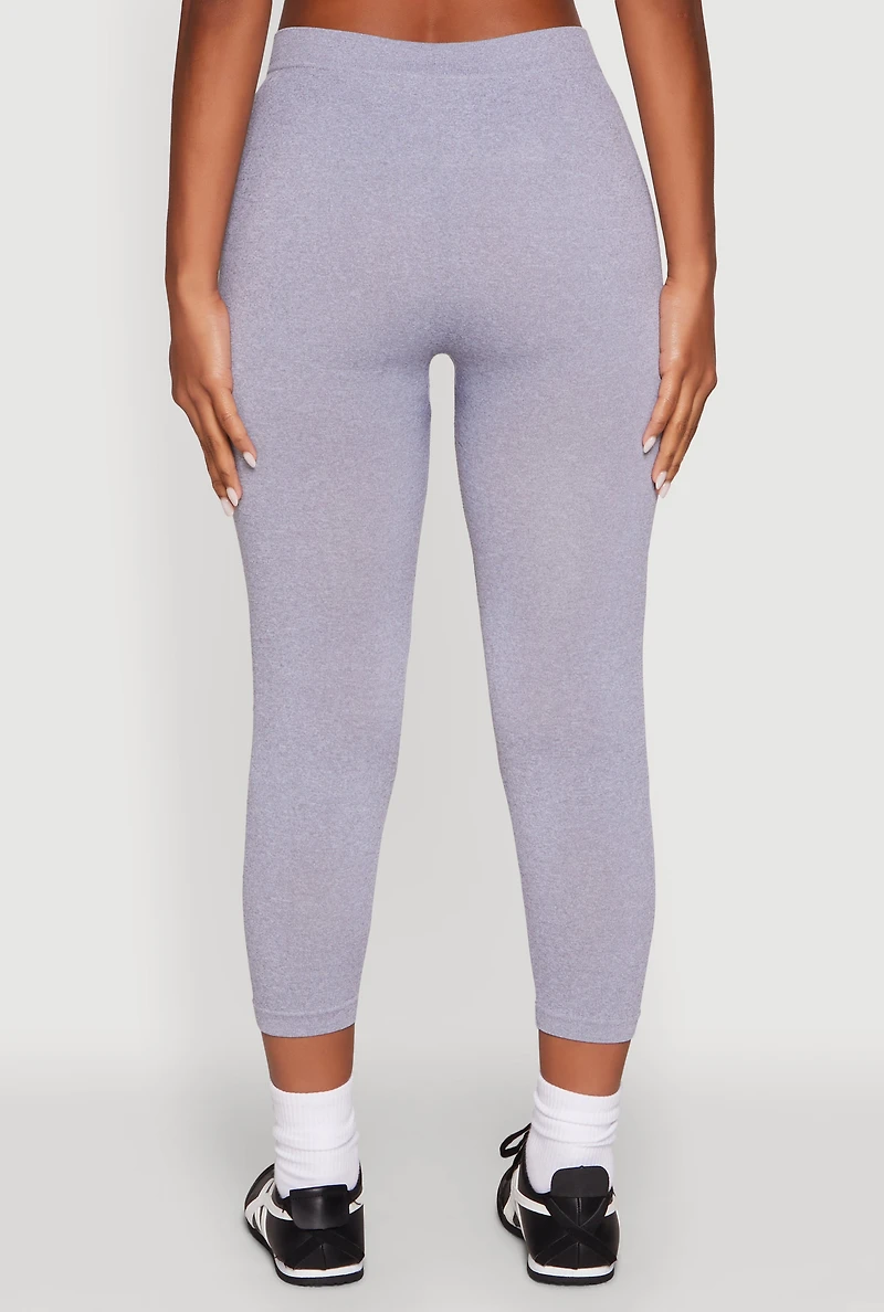 Womens Seamless High Waisted Capri Leggings, L-XL