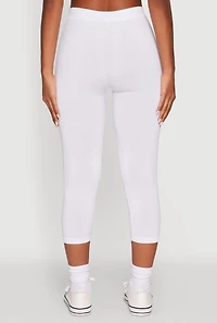 Womens Seamless High Waisted Capri Leggings, White, Size L-XL