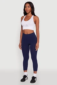 Womens Seamless High Waisted Capri Leggings, Blue, Size S-M
