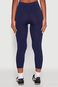 Womens Seamless High Waisted Capri Leggings, Blue, Size S-M