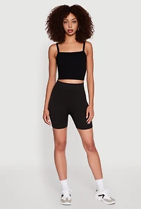 Womens Trendy Seamless Mid Rise Biker Shorts,