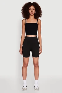 Womens Trendy Seamless Mid Rise Biker Shorts,