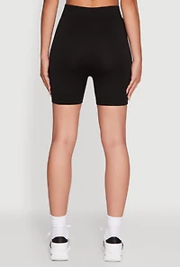 Womens Trendy Seamless Mid Rise Biker Shorts, Black, Size S