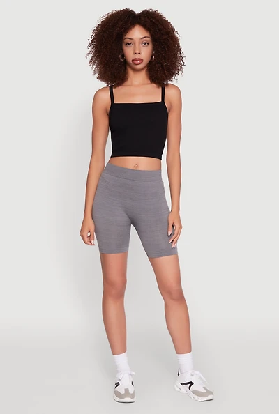 Womens Trendy Seamless Mid Rise Biker Shorts,