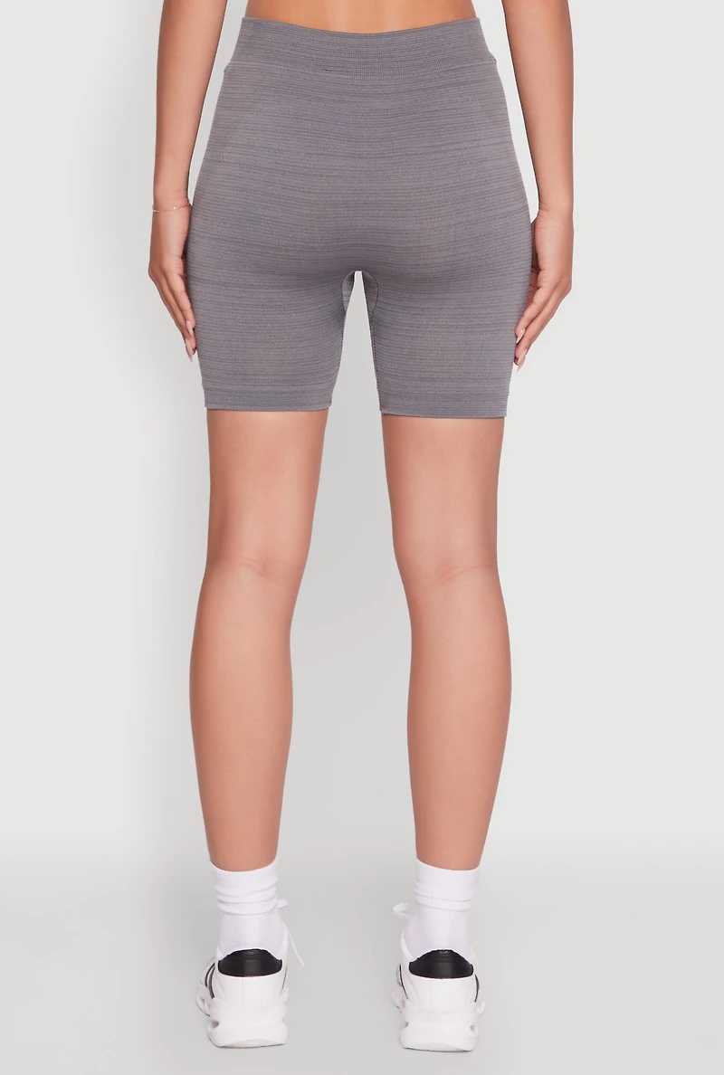 Womens Trendy Seamless Mid Rise Biker Shorts, Grey, Size M