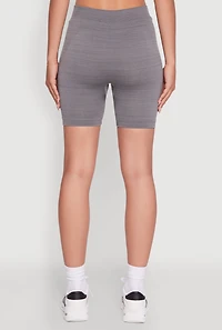 Womens Trendy Seamless Mid Rise Biker Shorts, Grey, Size M