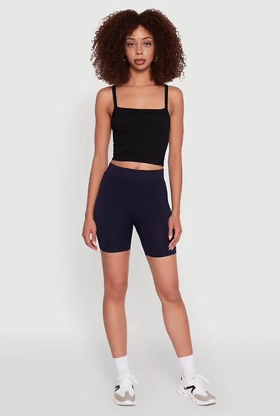 Womens Trendy Seamless Mid Rise Biker Shorts,