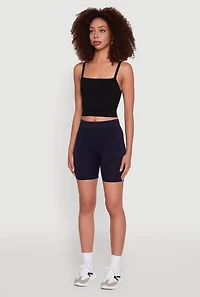 Womens Trendy Seamless Mid Rise Biker Shorts,