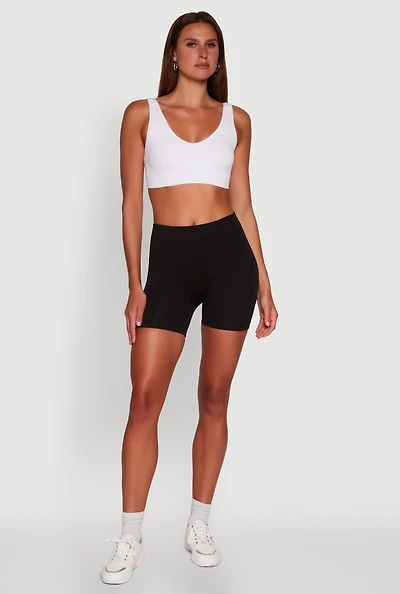 Womens High Waisted Seamless Biker Shorts,