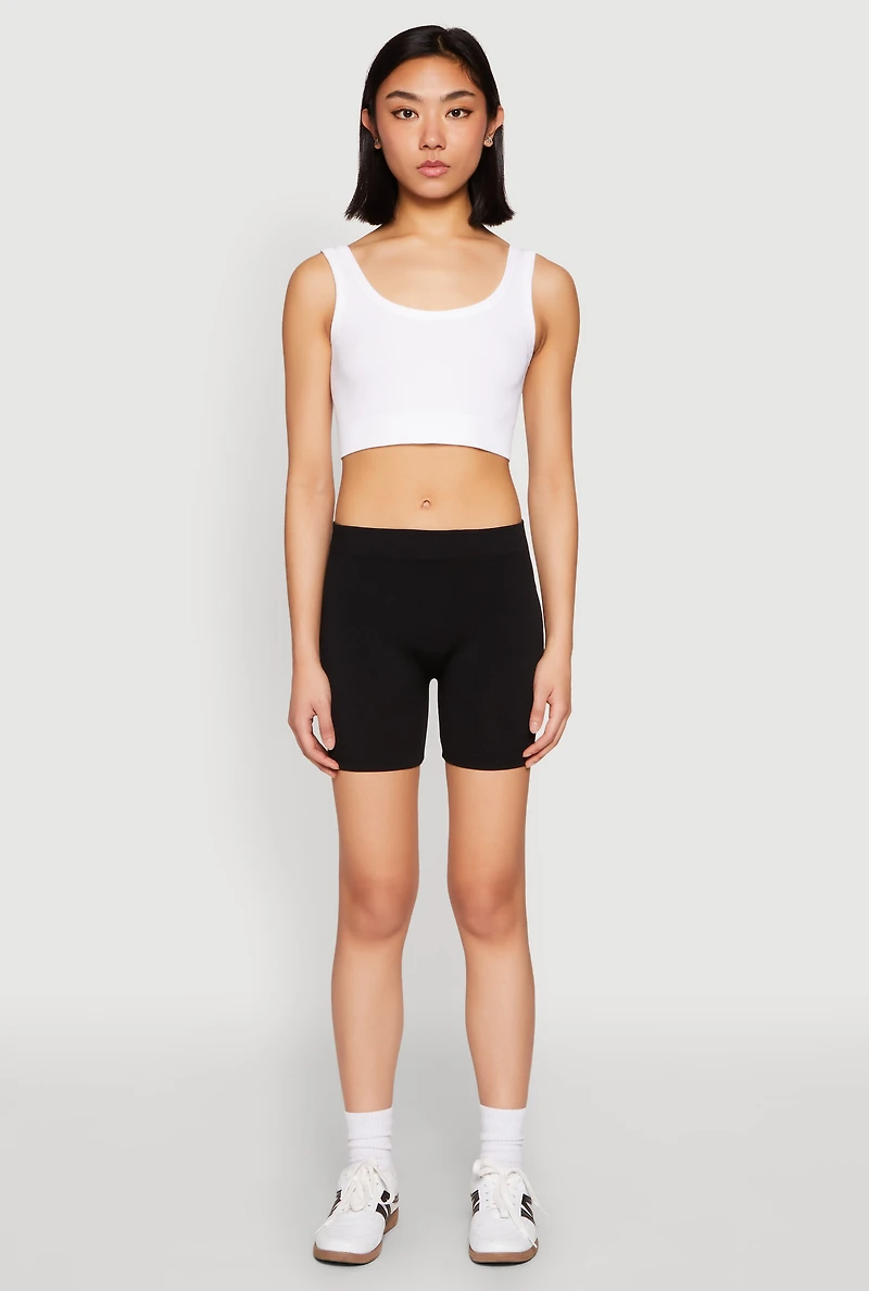 Womens Basic Seamless Biker Shorts, L-XL