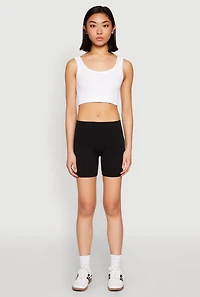 Womens Basic Seamless Biker Shorts, L-XL