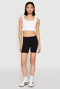 Womens Basic Seamless Biker Shorts, L-XL