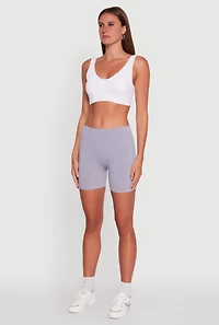 Womens Basic Seamless Biker Shorts, Grey, Size S-M