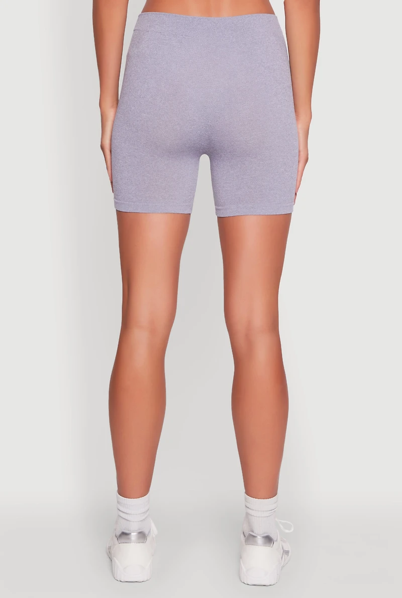 Womens Basic Seamless Biker Shorts, Grey,