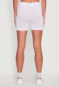 Womens Basic Seamless Biker Shorts, White, Size L-XL
