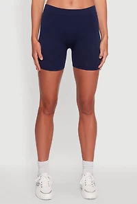 Womens Basic Seamless Biker Shorts, Blue, Size S-M