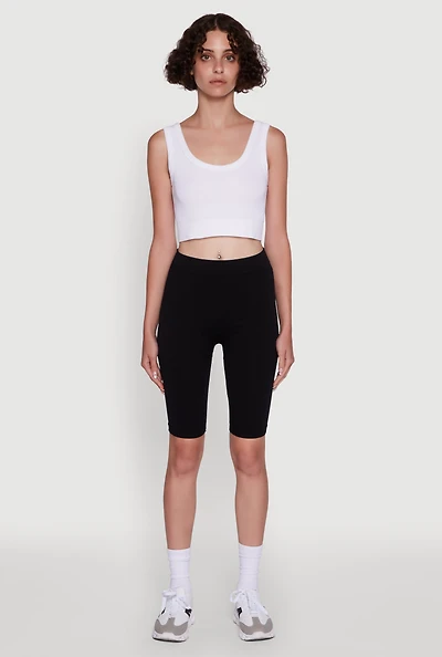 Womens Seamless 9 Inch Biker Shorts, Black, Size S-M