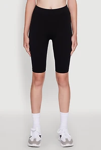 Womens Seamless 9 Inch Biker Shorts, Black, Size S-M