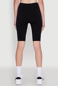 Womens Seamless 9 Inch Biker Shorts, Black, Size L-XL