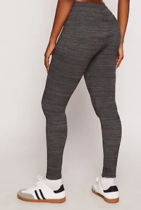 Womens Seamless Ribbed Knit Leggings, Grey, Size S