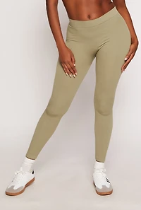 Womens Seamless Ribbed Knit Leggings, M