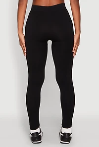 Womens High Waisted Seamless Leggings, Black, Size L