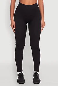 Womens High Waisted Rib Knit Leggings, Black,