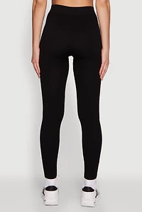 Womens Trendy Rib Knit High Waisted Leggings, Black, Size L