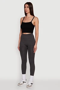 Womens Trendy Rib Knit High Waisted Leggings, Grey,